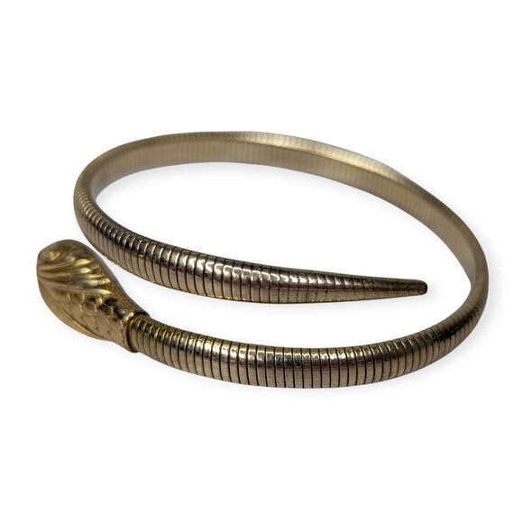 Vintage MCM Forstner 12k Gold Fill Egyptian Revival Coiled Serpent Bracelet - Picture 13 of 13